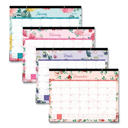 Blue Sky Reflections Desk Pad Calendar Floral Artwork 22x17 Astd
